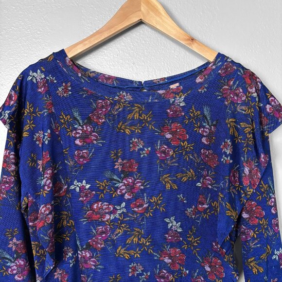 Free People Dock Street Floral Print Ruffle Blouse Womens Size XS Whimsigoth - Picture 3 of 14